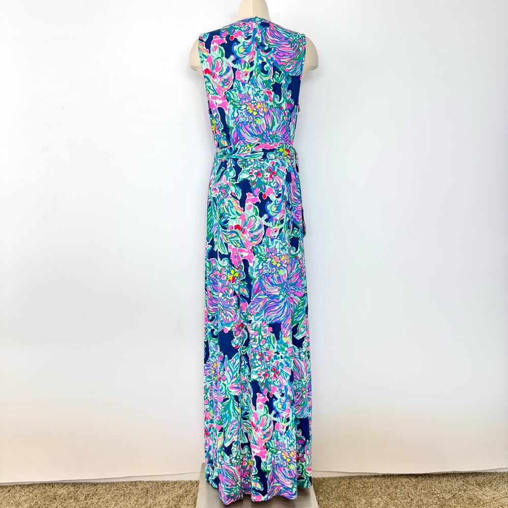 Lilly Pulitzer Delfina Sleeveless Maxi Wrap Dress in Indigo Exotic Escapade XL - Picture 7 of 11